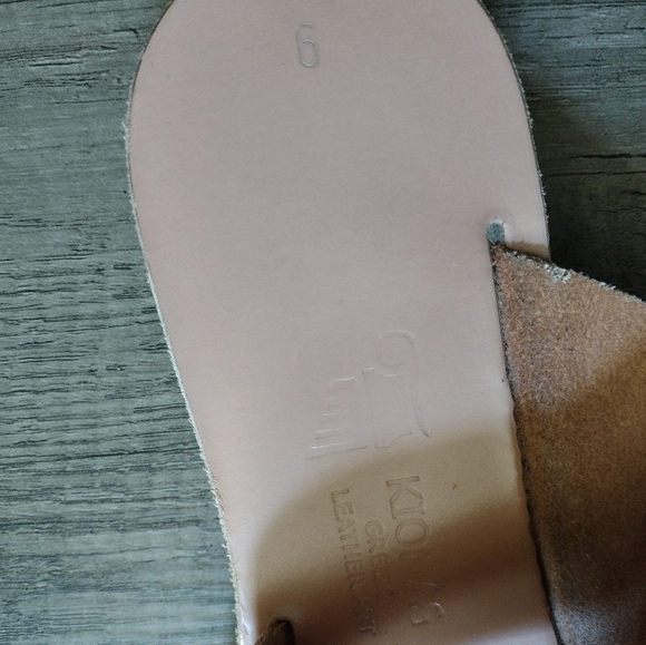 Kionas Handmade Genuine Leather Greek Toe Ring Sandals Minimalist Size 9 - Picture 3 of 4